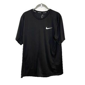 Nike Dri Fit Mens Athletic T Shirt Black Short Sleeve Athletic TEE Size L